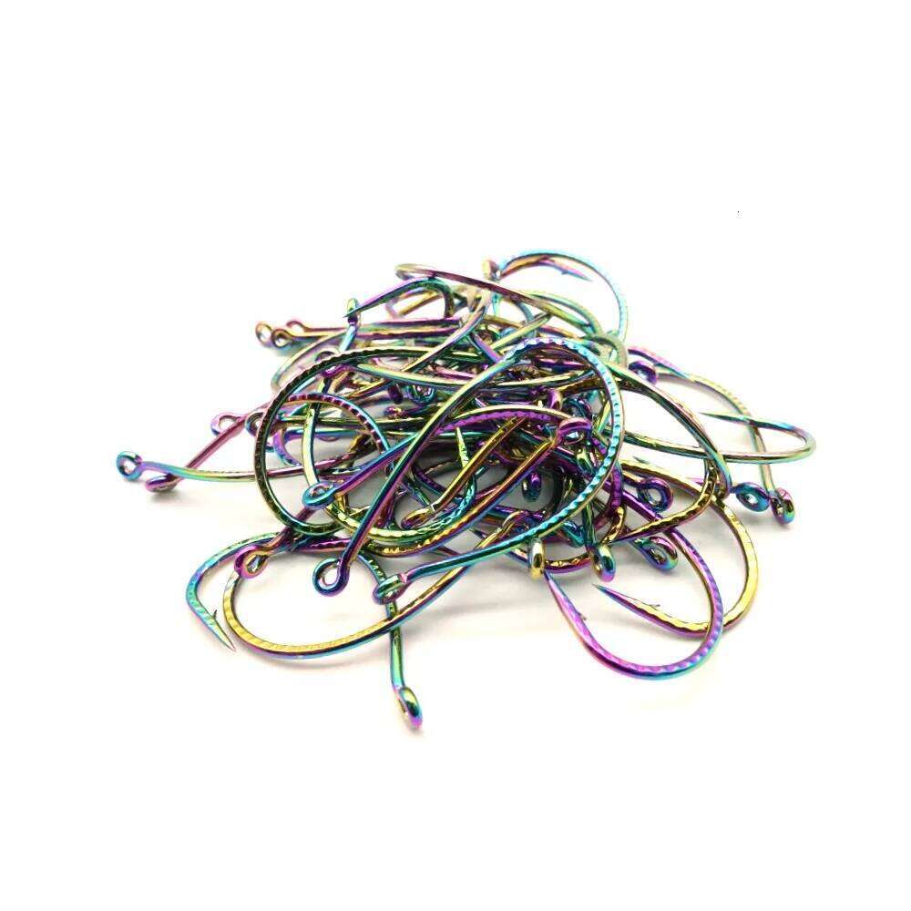 50pcs Wacky Hooks Electroplating Color High Carbon Steel Worm Lure Fishing Non-Slip Hook Soft Bait For All Waters Carp Tackle Z260228