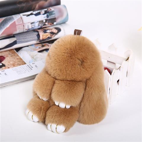 Fur Rabbit Keychain Pendant Rex Rabbit Fur Bag Car Keyholder Ring Chain Jewelry In addition cute rabbit toy keychain 241218