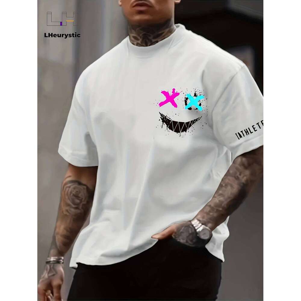 The popular casual and fashionable men's T-shirt with smiley face prints for outdoor street use in the summer of 2025 C260228 - view 4