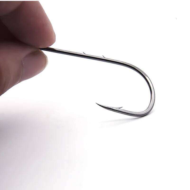 50pcs/lot Long Shank Fishing 1#-6/0# High Carbon Steel Sharp Barbed Offset Narrow Bait Hook Z260228