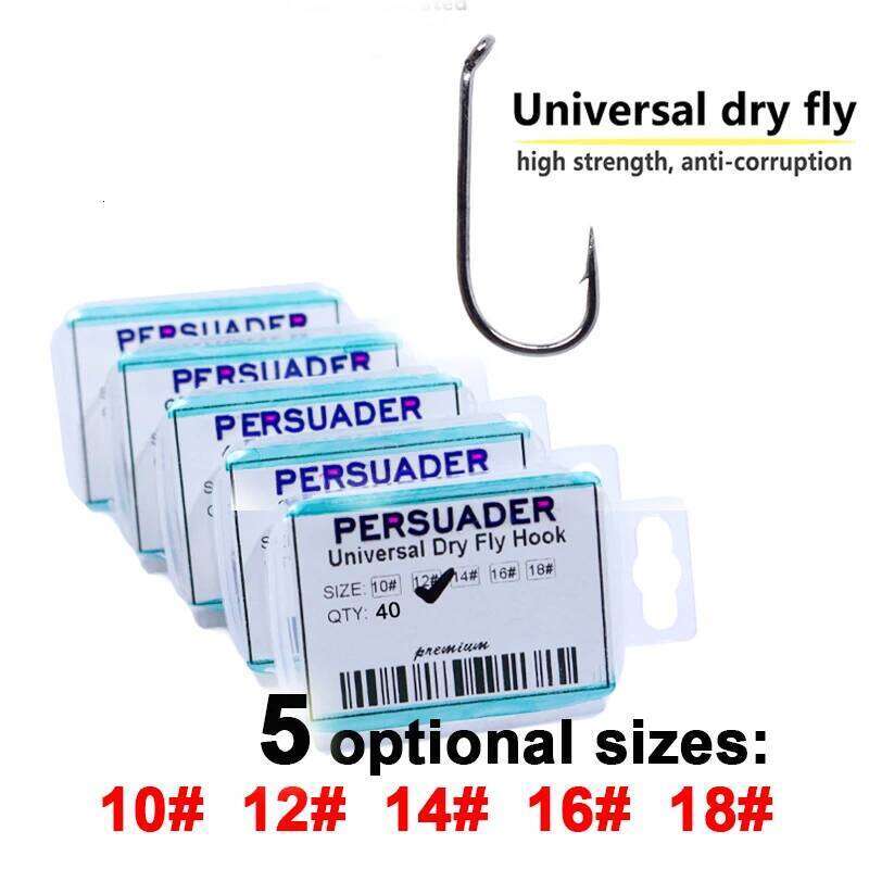 40pcs boxed professional dry fine wire high quality fishing for trout flies barbed/barbless fly tying hooks Z260228