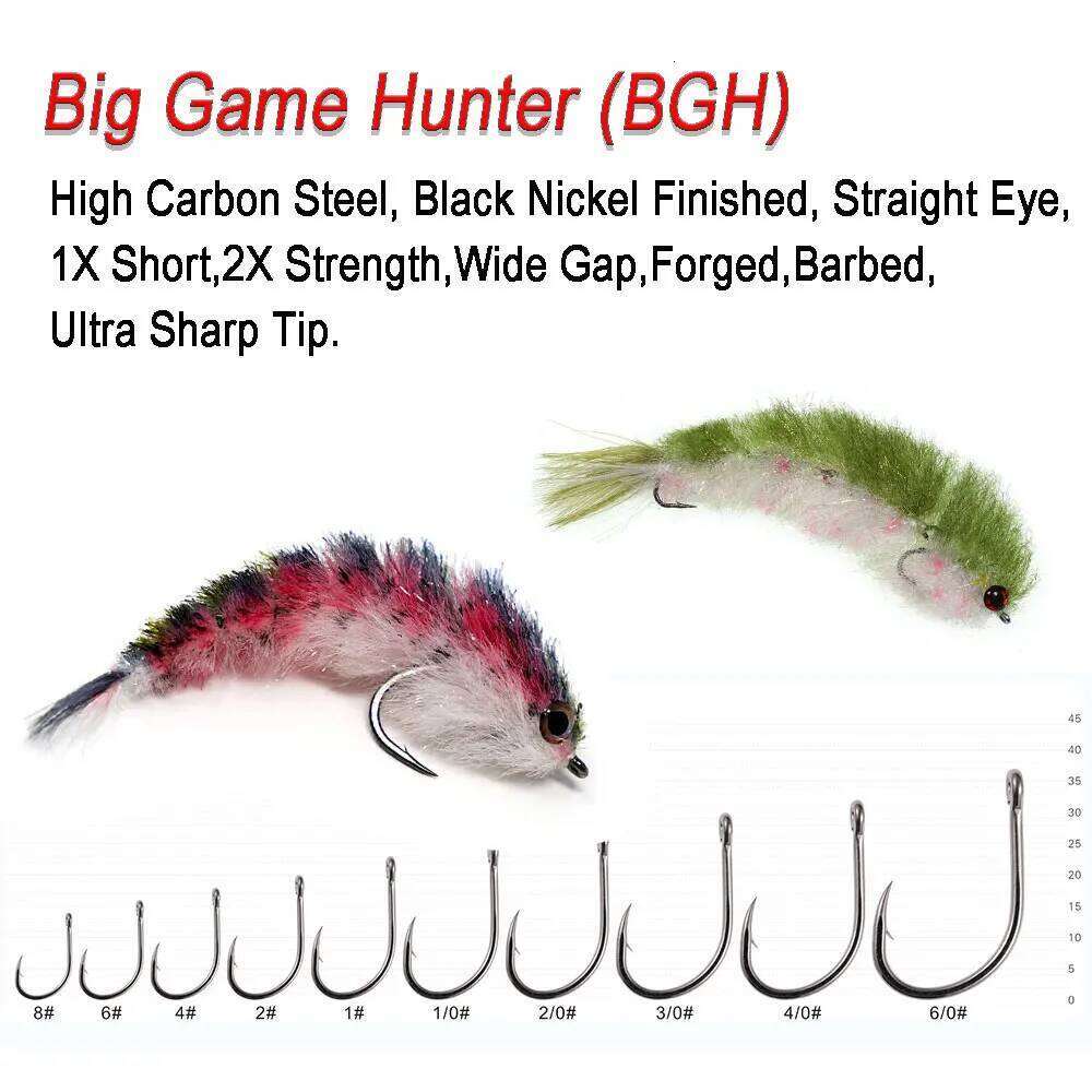 ICERIO 30pcs Big 2X Strength Hook For Tying Tarpon Fly Saltwater Fishing Streamer Flies Game Changers 8~#6/0 Z260228