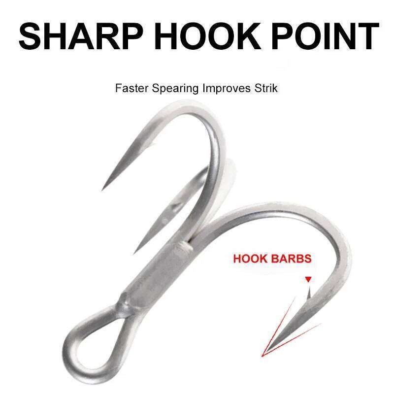 20pcs/set ST46 Mihon 3x Reinforced High Carbon Steel Barbed Trident Jigging Vib Hooks Fishing Gear Accessories Z260228