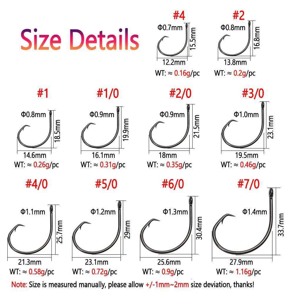 Bimoo 40pcs High Carbon Steel Light Inline Circle Hook For Saltwater Bass Catfish Octopus Wahoo Pike Tuna Fishing Tackle Z260228