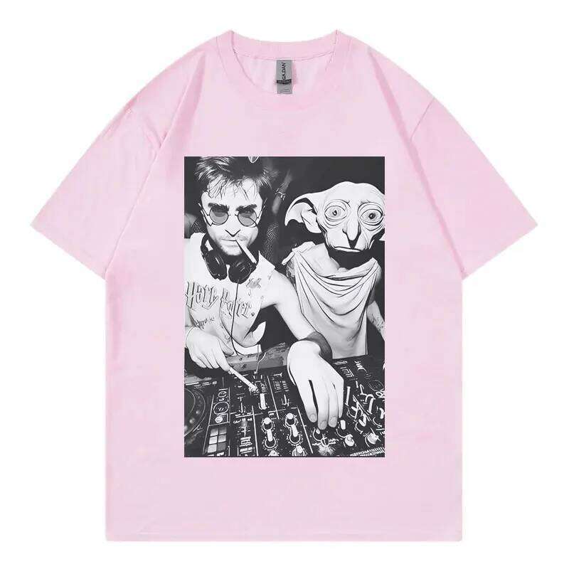 With Dobby The House Elf DJ Smoking Funny Meme T Shirt Gothic Vintage Short Sleeve T-shirt Unisex Fashion Casual Loose T-shirts C260228 - view 7