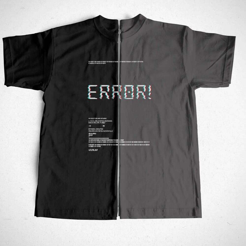 COOLMIND 100% Cotton Short Sleeve Error Print Funny T Casual Loose Tshirt o-neck Summer t-shirt Male Men Tee Shirt C260228 - view 4