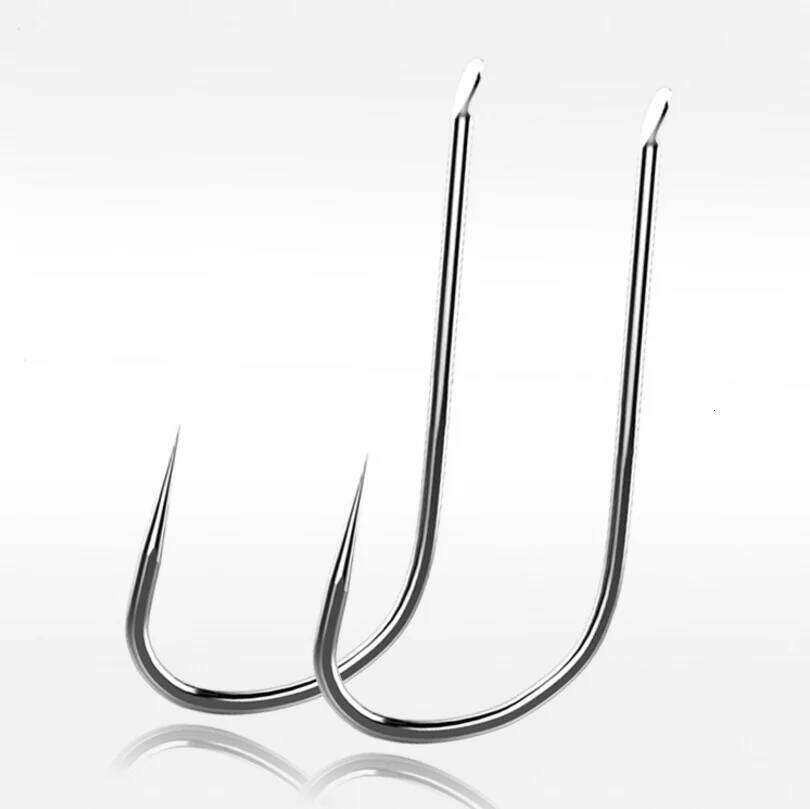 DYGYGYFZ 50pcs Reinforced Sleeve White No Barbed High Carbon Competitive Fish Table Hook Fishing Supplies Z260228