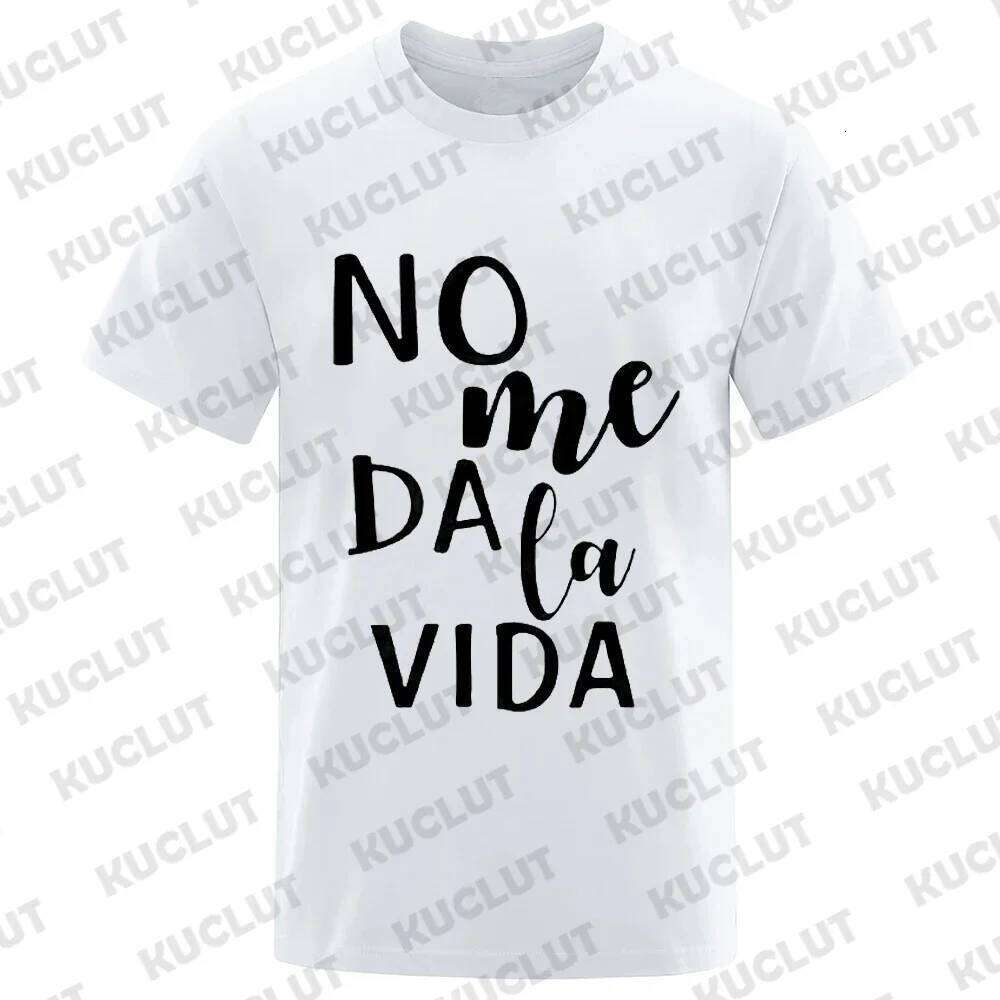 Letter It Doesn't Give Me Life Spanish Men Ladies Casual Basics O-collar Black Shirt Short Sleeve Unisex T-shirt Tops C260228 - view 6