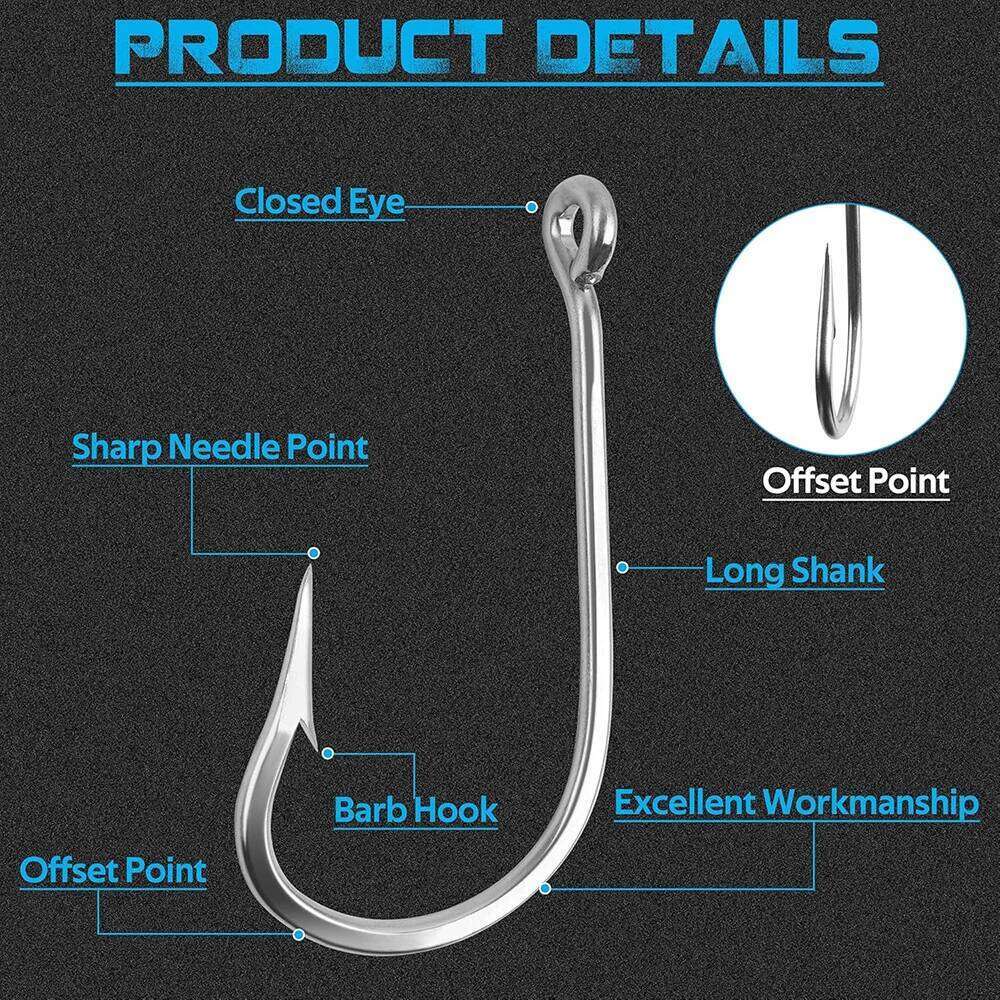 5pcs Saltwater Stainless Steel Giant Shark 7691 Large Fish Hooks for Tuna Alligator Big Game Fishing Z260228