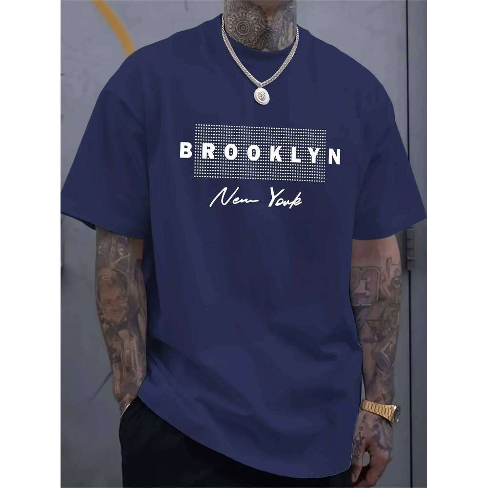 The 2025 summer new men's Brooklyn New York Men's 3D printed pattern Polyester style T-shirt Round neck Summer c C260228 - view 4