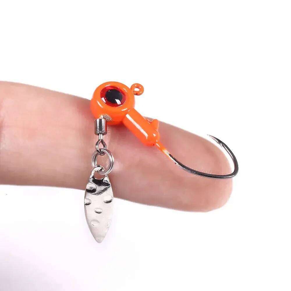 5pcs Head 3.5g 5g 7g 10g Hook Rotating Sequins Jig Lure Metal Spoons Hard Baits For Soft Worm Fishing Tackle Z260228
