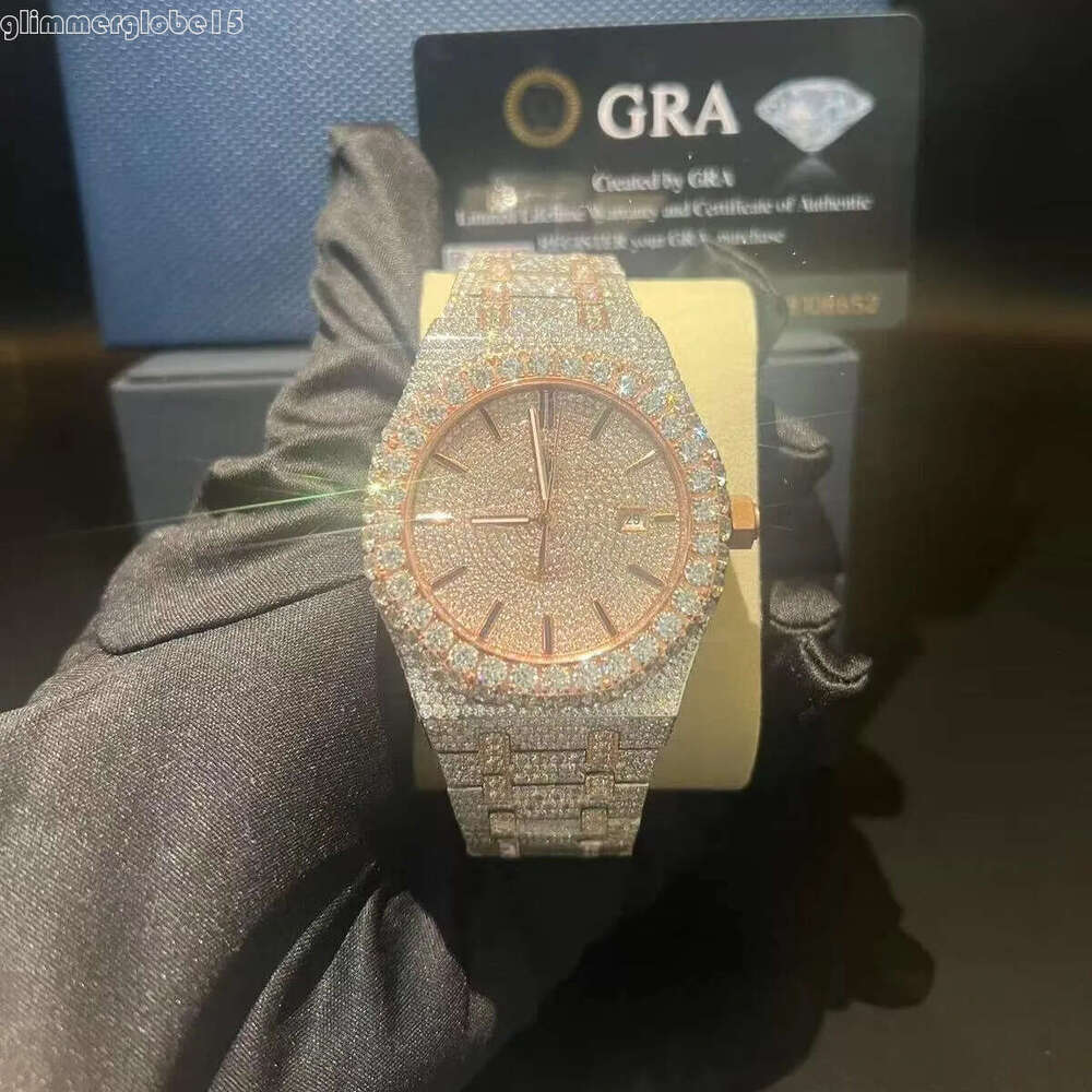 moisanite watch GRA certificate Pass Dia Tester watch moissanite Mens Square Wrist Iced Out Stainless Steel Buss Down Custom Watch Brand trend moissanite watch 2ee