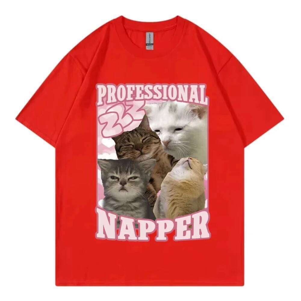 Professional Napper Funny Cat Meme T-shirt Kawaii Fashion Short Sleeve Men Women T-shirts High Quality Cotton Clothing Tee Shirt C260228 - view 6