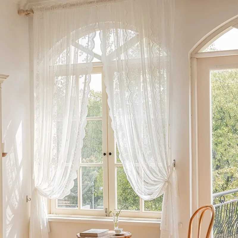 1pc White Lace Curtains Lace Sheer Curtains for Livng Room Luxury Vintage Floral Lace Curtains for Bedroom Room S260227