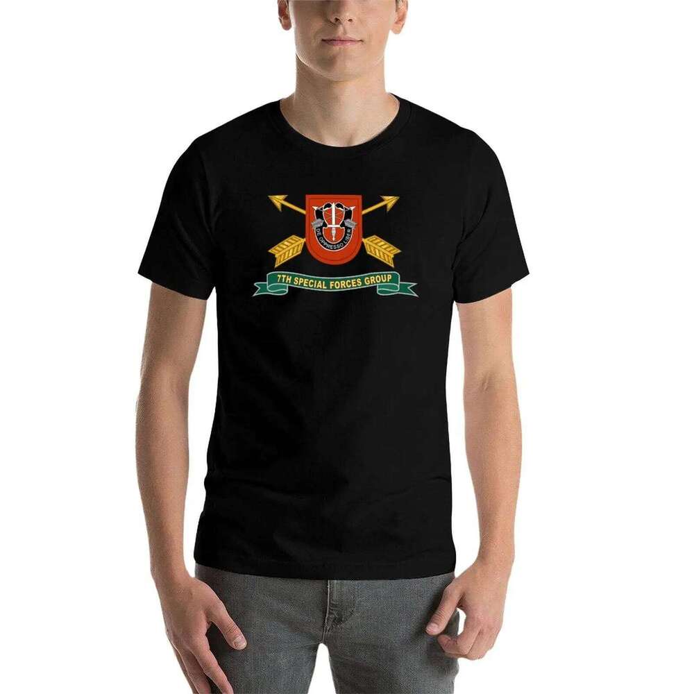 Army 7th Special Forces Group Flash w Br - Ribbon X 300 T-Shirt designer man t shirt cotton high quality T-shirt C260228 - view 5