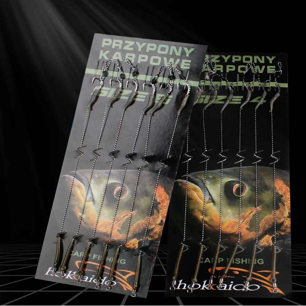 6-8PCS/Set 18.5cm Hook 30-60LB 2/4/6/8# Leader Barbed Europe Feeder Group Hooks Carp Fishing Tackle Z260228