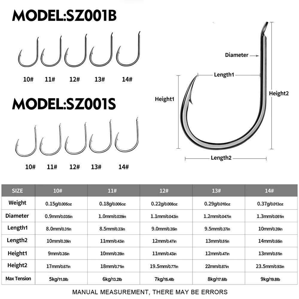 100pcs Strong hook 10 #-14 # Saltwater Hooks,High strength and corrosion resistance Sea Fishing Accessories Z260228