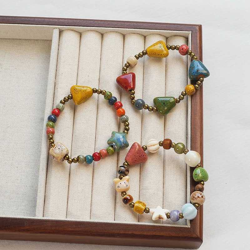 Ethnic Style Ceramic Beaded Adjustable Bracelets For Women Men Colorful Hand Woven Beaded Bracelets Jewelry Accessories Gifts H260228