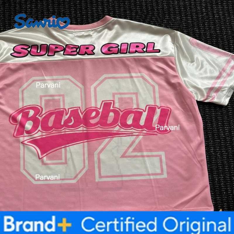 Sanrio Summer Hello Kitty Tshirt Cartoon Sportswear Women Men Y2K V-neck Loose Casual Lightweight Breathable Streetwear Tops H260228