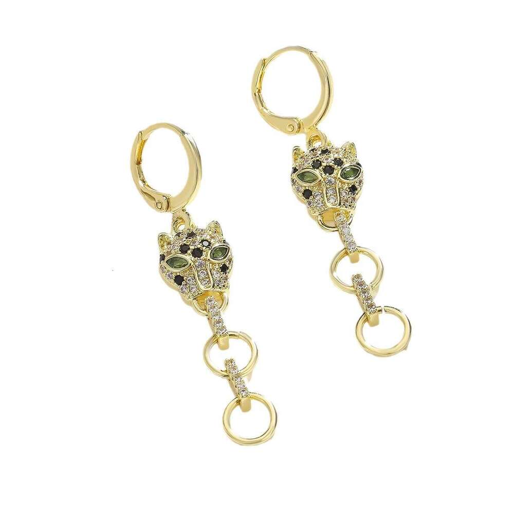 Leopard Head Pendant Earrings Designer Women's Jewelry Niche Luxury Gold-Plated Copper Earrings