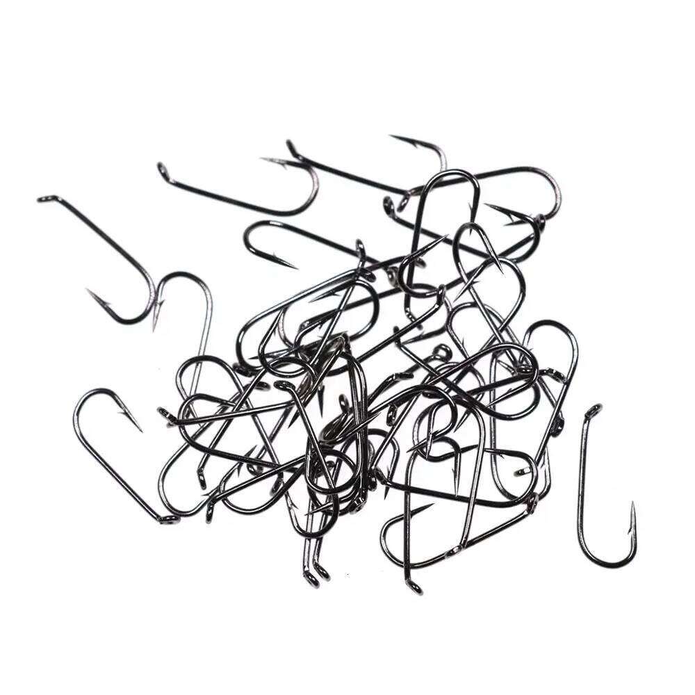 Bimoo 50/100pcs Fishing Dry 2X Standard Wire Nymph Hook Black Nickel Finish Fly Tying Material Size 14 16 18 20 22 Z260228