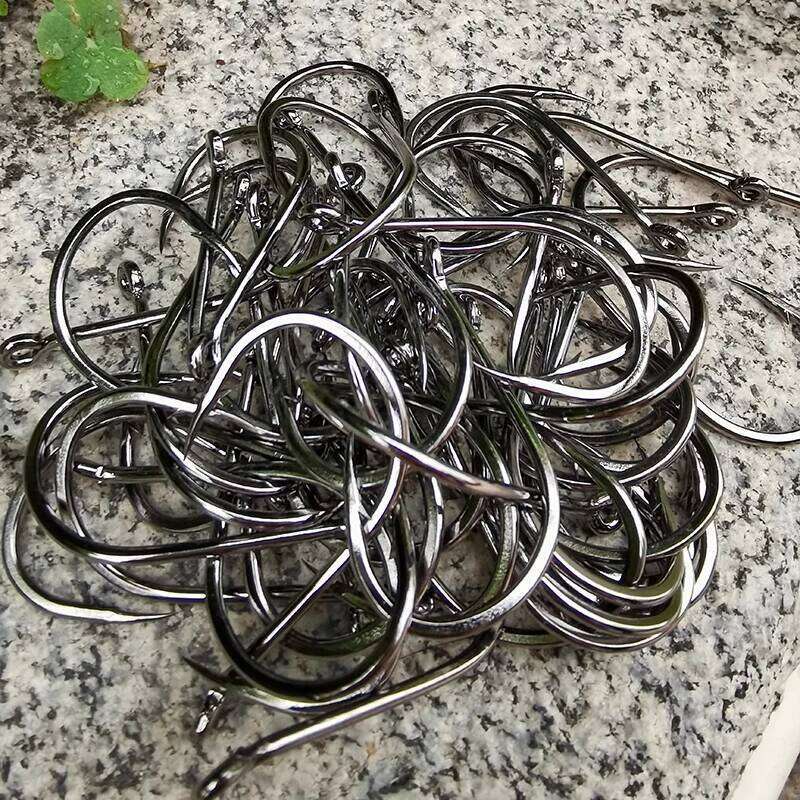 50pcs/Pack Big Eye Hook Circle Offset Fishhooks Barbed Saltwater High Carbon Steel Fish Hooks For Sea Lake River Fishing Z260228