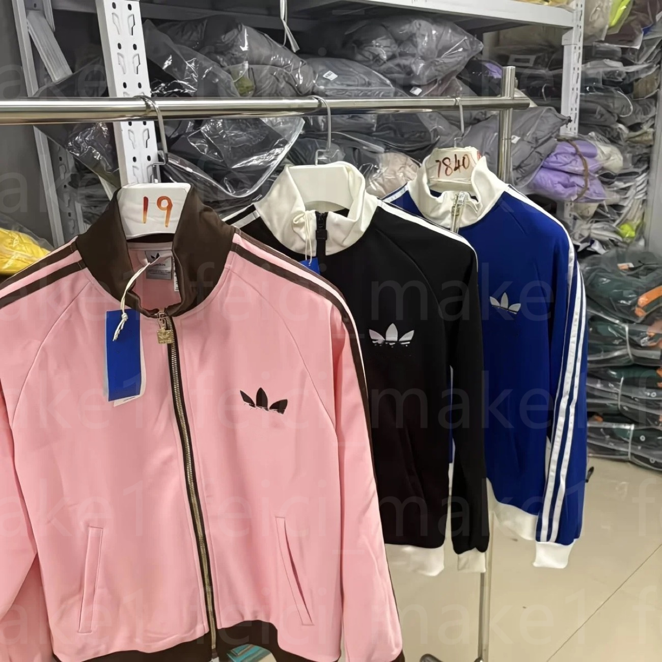 New Women's Casual Retro Sports Stand Collar Windproof Jacket Coat Sky Blue Women Embroidered Stripe Logo Windbreaker