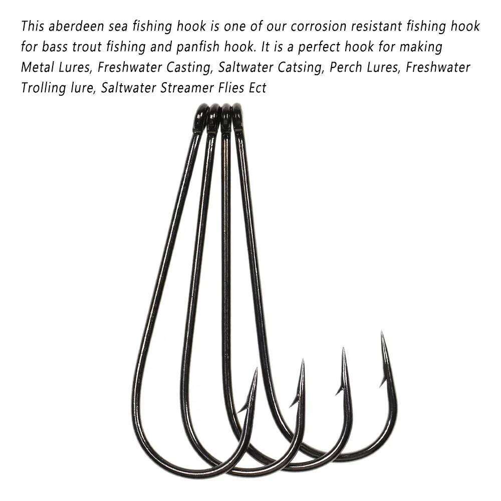 Bimoo 50PCS Aberdeen Long Shank Fish Saltwater Freshwater Fishing Hooks Metal Trolling Lures Streamer Fly Tying Hook Z260228