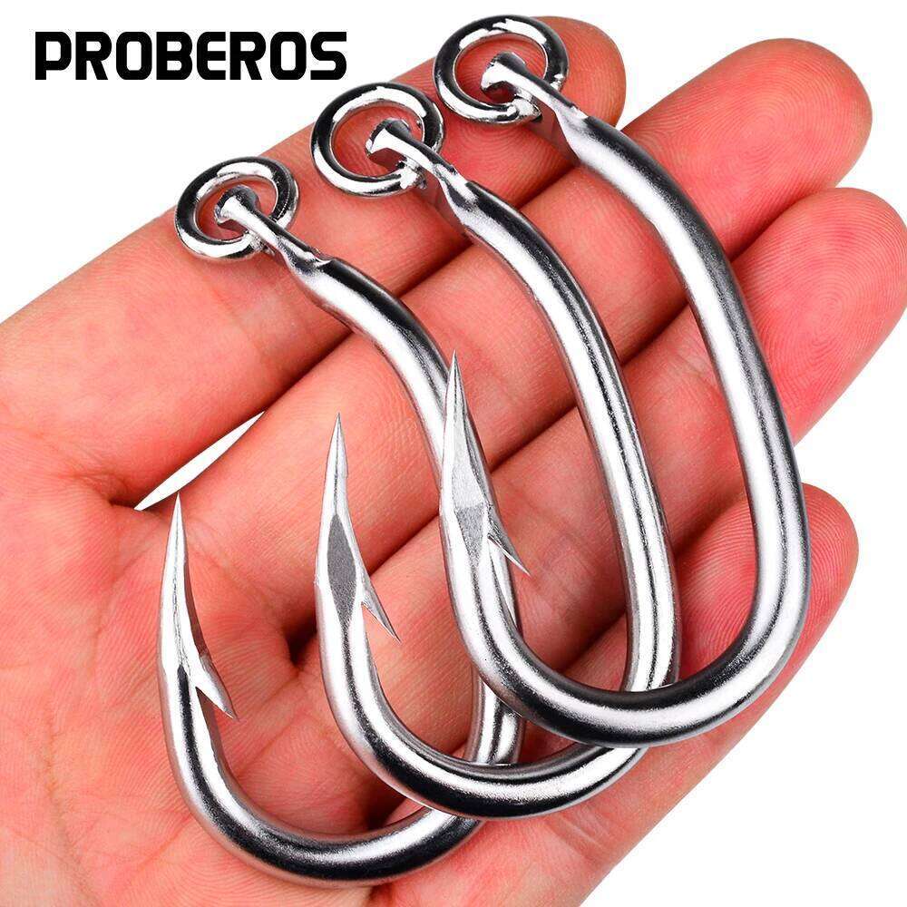 PROBEROS 5PCS Stainless Steel Fishing Hook, 99-209LB Max Tension, Suitable for Tuna, Marlin, Sailfish, Swordfish Z260228