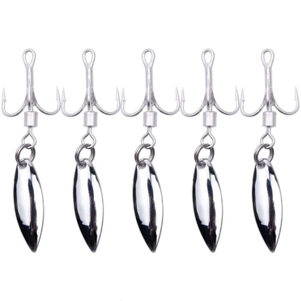 Pack Of 5 Treble Hooks With Blade Tail Spinner For Lures Baits Saltwater Fishing Z260228