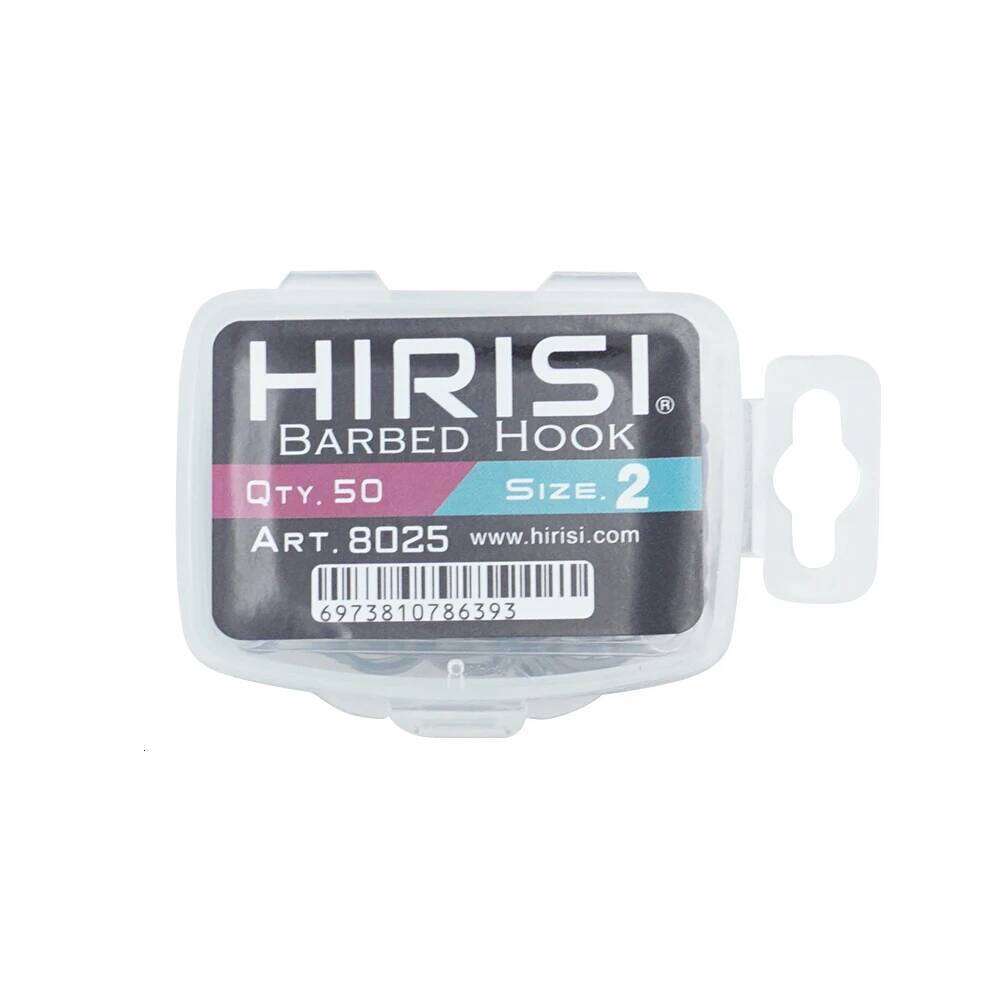 Hirisi 50pcs PTFE Coated High Carbon Stainless Steel Barbed Fish Hook With Eye Fishing Accessories 8025 Z260228