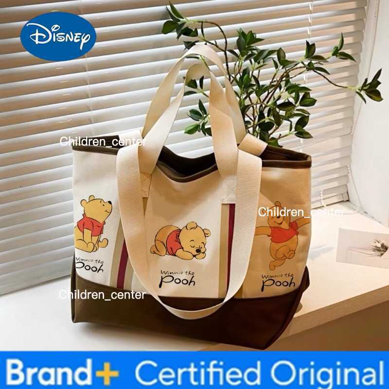 Disney 2026 New Winnie The Pooh Tote Bag For Women Fashion Canvas Shoulder Bag Ladies Casual Large Capacity Handbag H260228