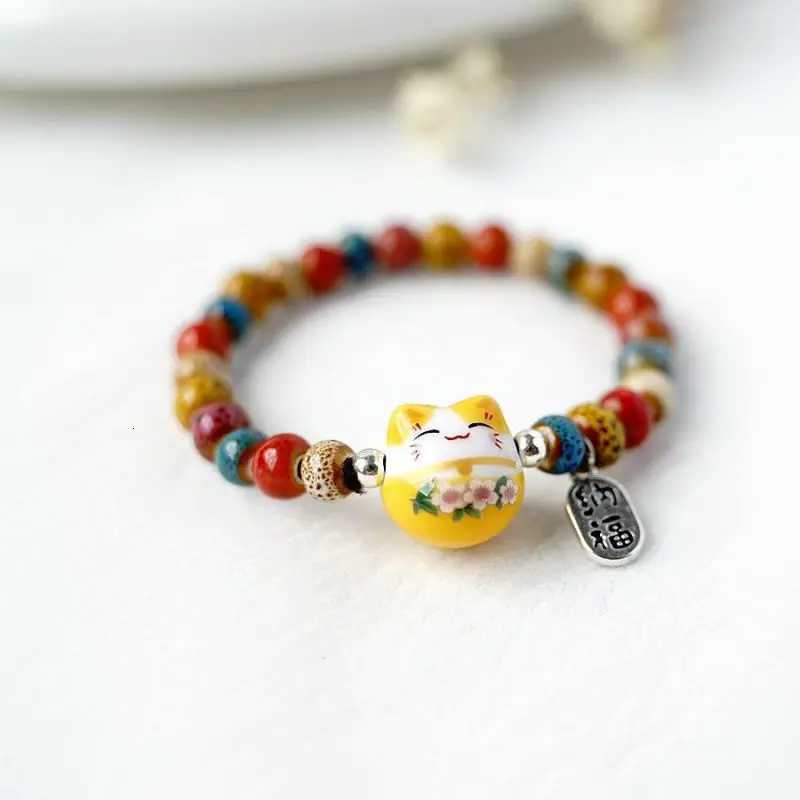 b03 Cat Bracelet For Girls Colorful Beaded Bracelets Harajuku Ceramics Anime Pendant Charm Bracelets Jewelry Gifts Wholesale H260228