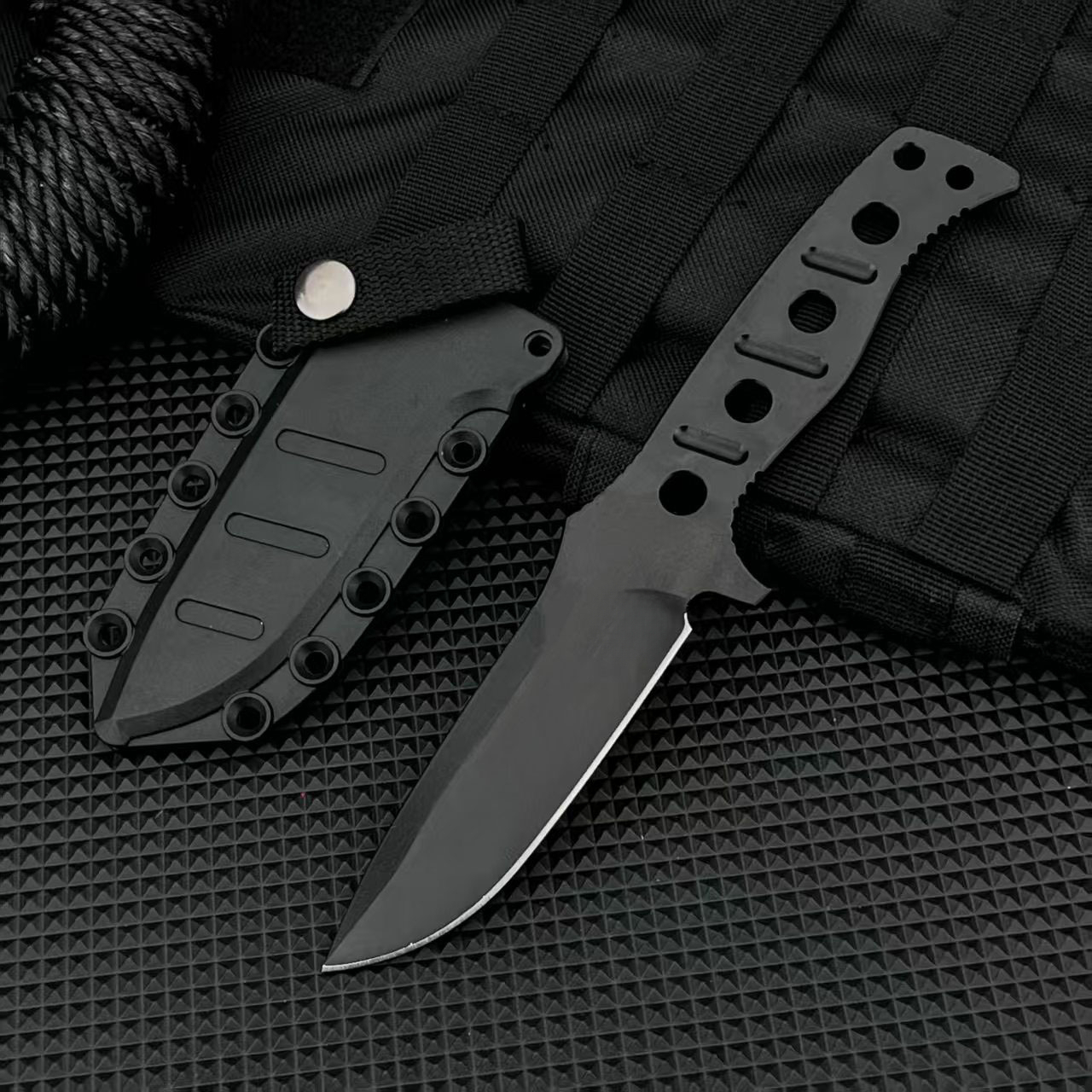 High Hardness 375 Defensive Fixed Blade Knife with Sheath Outdoor Portable Survival Knife Hiking Emergency Multi-Purpose Tool