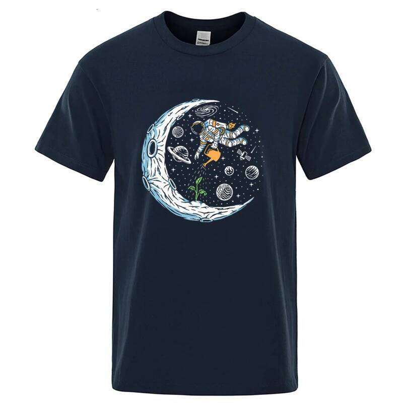 Summer Men's 100% Cotton Casual Funny Astronaut Design Print Loose O-neck T Shirt for Men Short Sleeve Male T-shirt Tees C260228 - view 3
