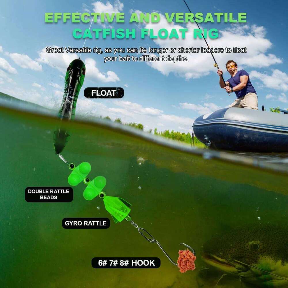 ZYZ Rigs 1PC with 6/0# 7/0# 8/0# Circle Hooks Fake Bait Float and Ringing Bead Ideal for Catfish Fishing Sets Z260228