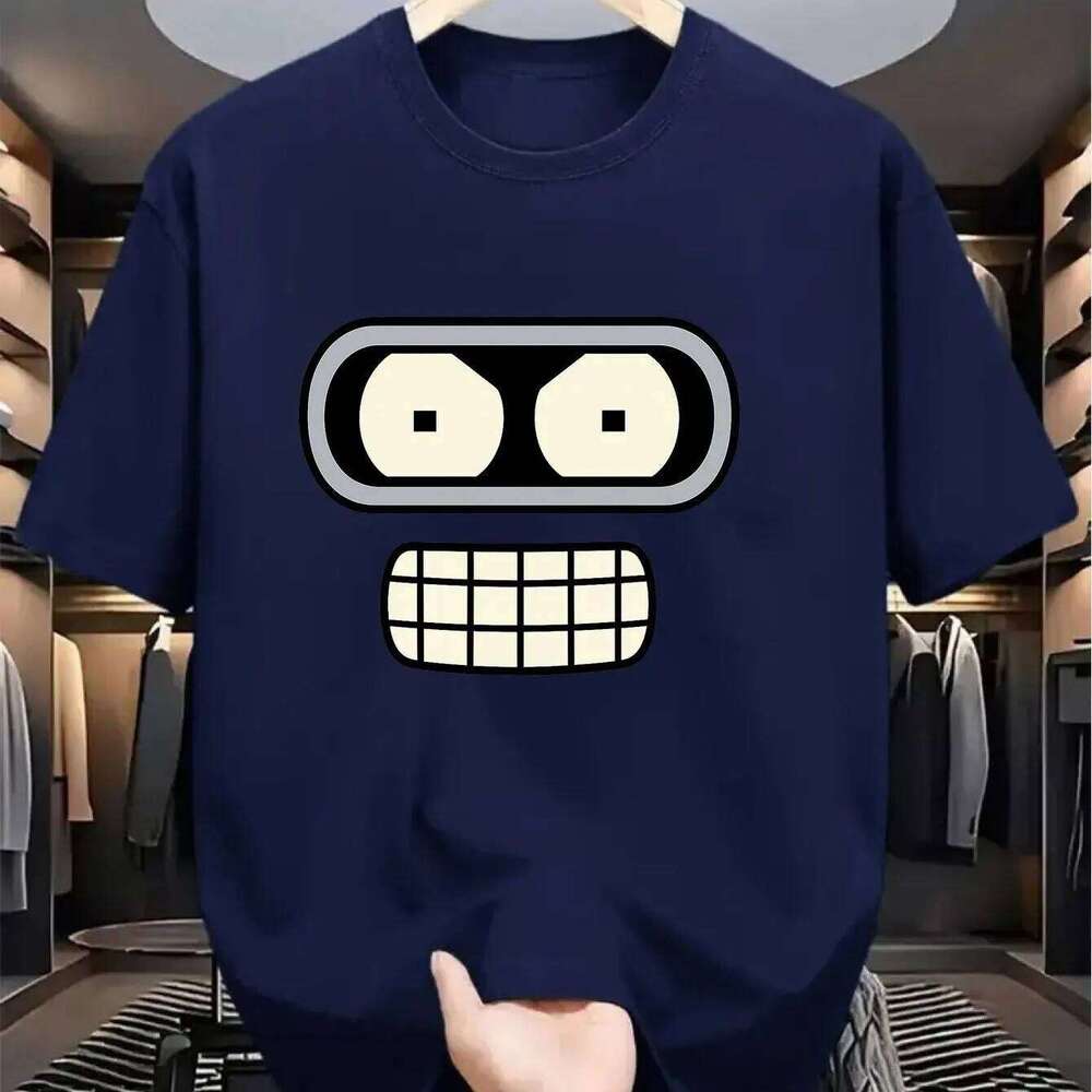 Men Robot Graphic T-Shirt Funny Futurama Bender Design Breathable Cotton Round Neck Short Sleeve Casual Summer Tee C260228 - view 3