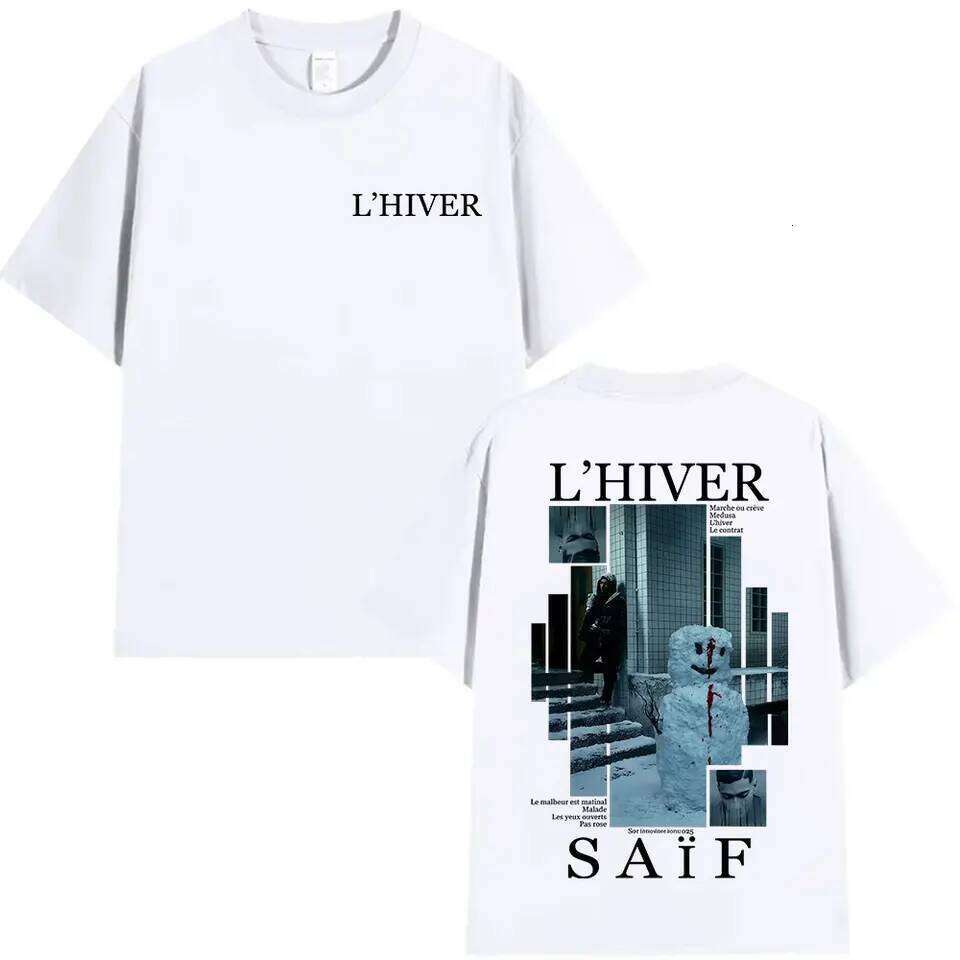 Rapper L'HIVER Saif Album 2025 Graphic T Shirt Men's Gothic Hip Hop Short Sleeve T-shirts Vintage Cotton T-shirt Fans Streetwear C260228 - view 3