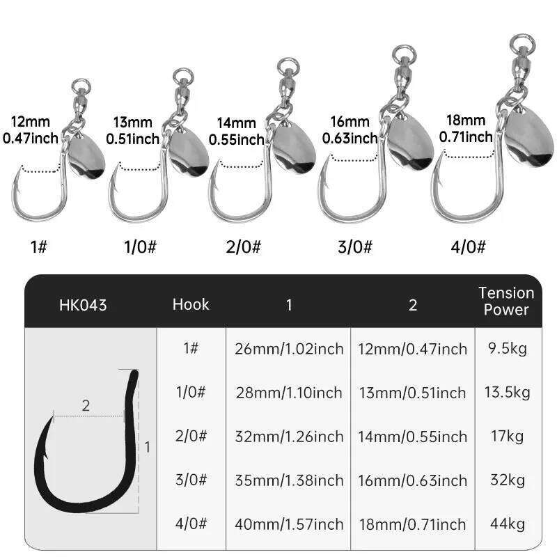 TEASER 5pcs HK043 Rotating Sequin 8062 Slow Jigging Stainless High Carbon Spoon Spinner Assist Hook Tackle Z260228