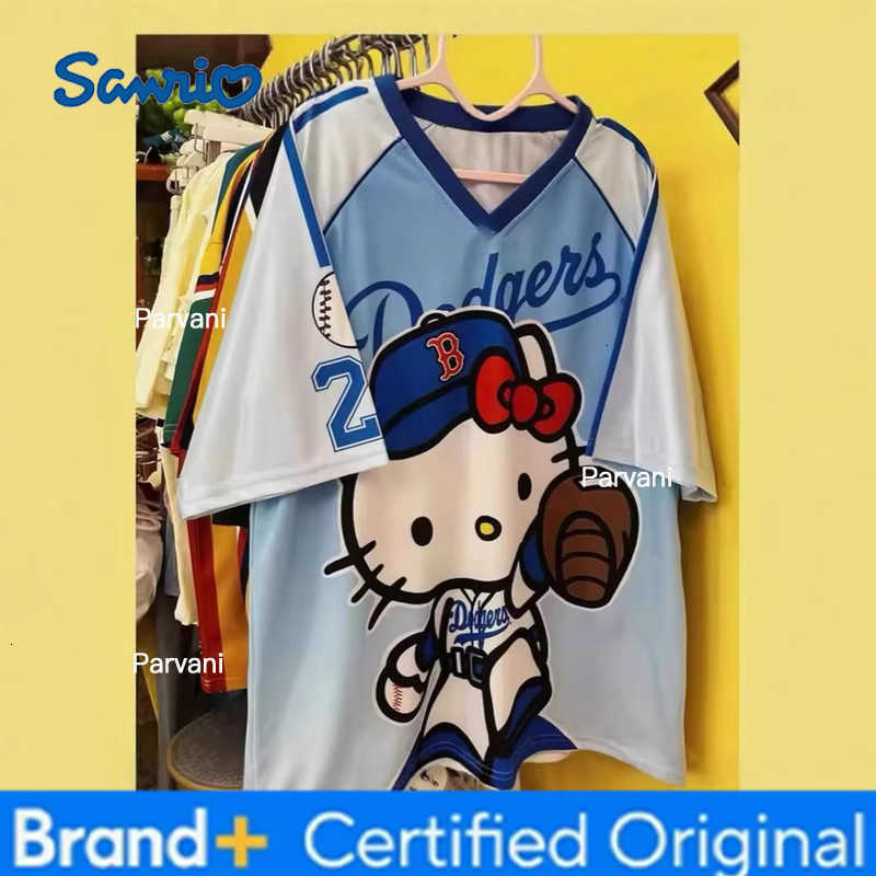 Sanrio Hello Kitty Sportswear Sports Tops Boys Girl Summer T-Shirt Jersey Cartoon Cute Breathable Retro Short Sleeve Loose H260228