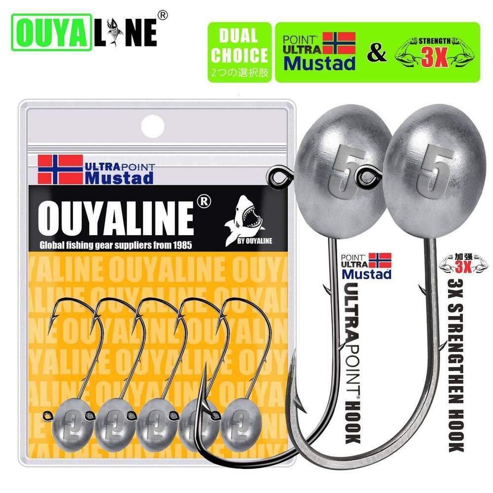 New 5pcs/lot Jig Head 3X Rockfish Ajing Fishing Hook 0.8-7g For Soft Worm Lure Pesca Goods Bass Pike Trout Fish Accessories Z260228