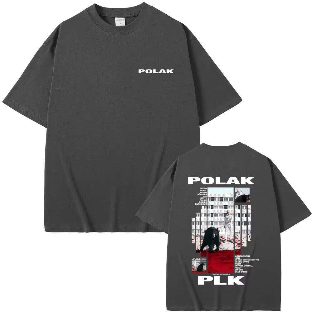 POLAK Men's Casual Graphic Print Cotton Blend T-Shirt, Black Polka Dot Rapper Shirt - view 5