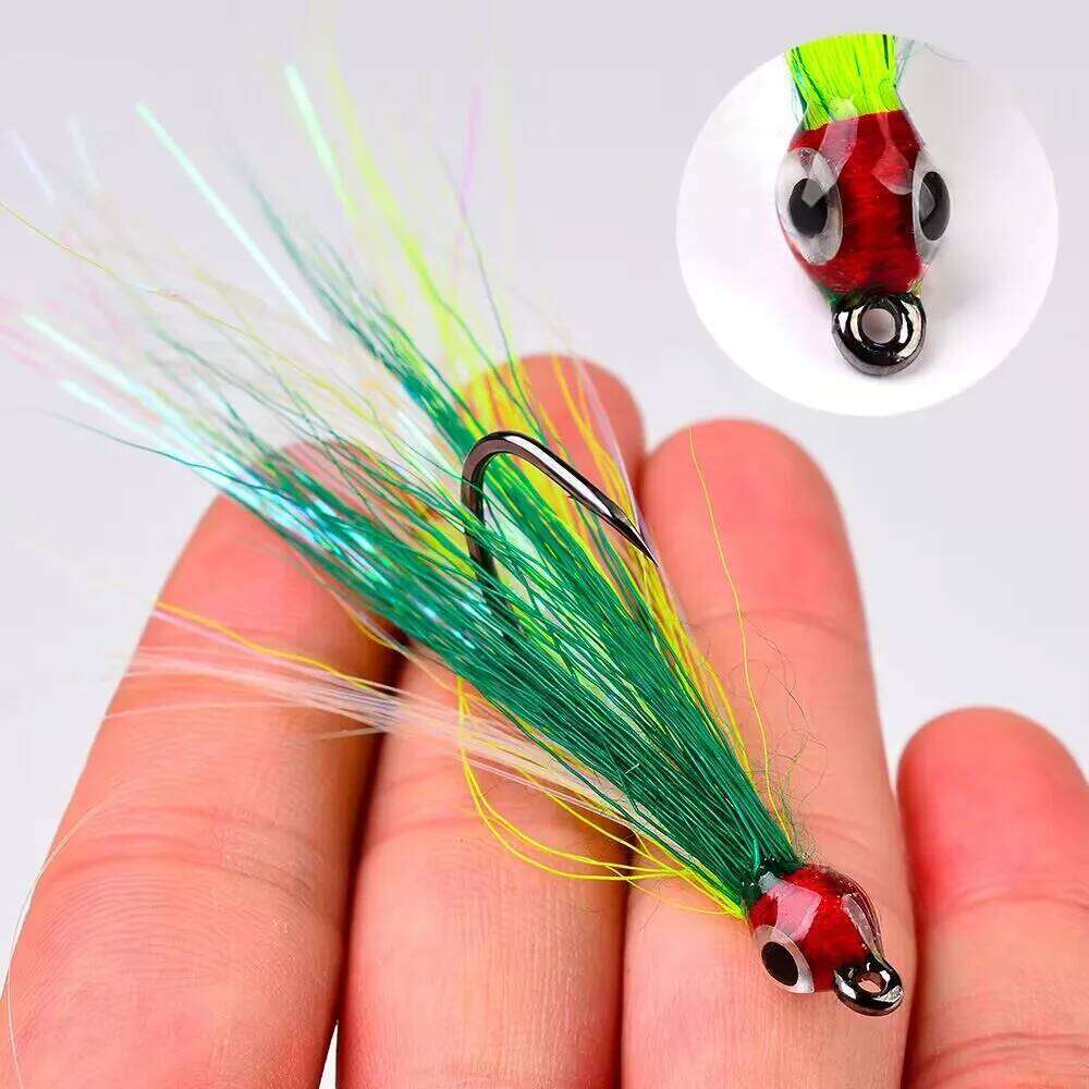 5pcs/bag High Carbon Steel Feather Bionic Lure pesca Gear Barbed Single Hook Outdoor Fishing Accessories Z260228