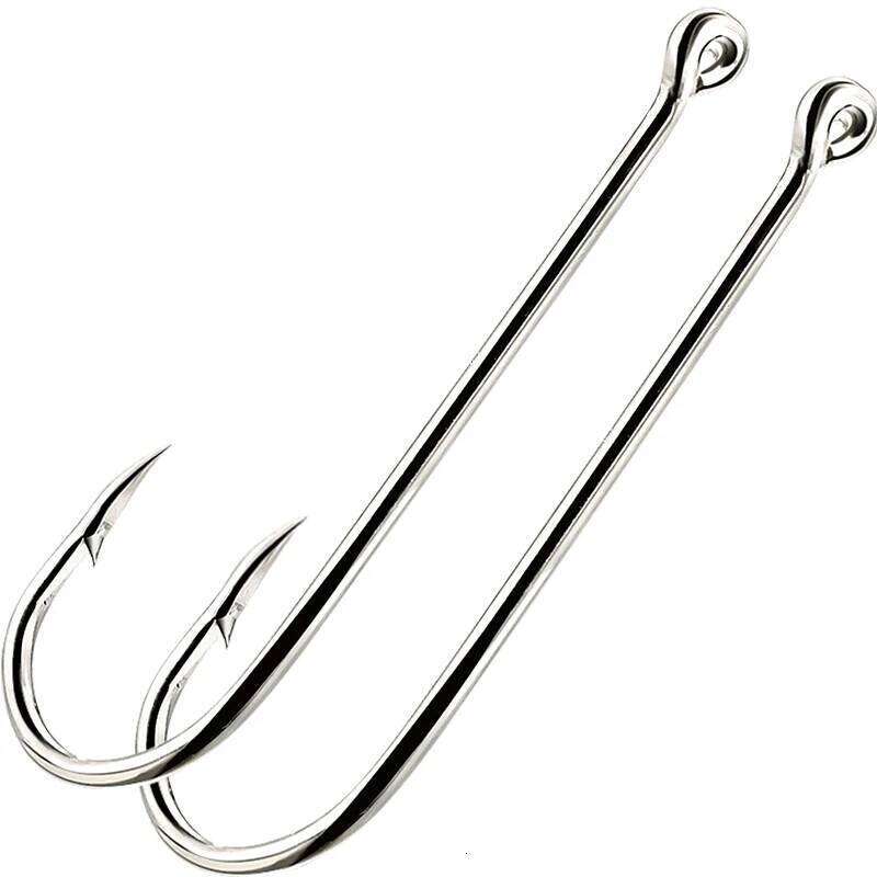 Aberdeen hooks with holes, loose bulk long extended straight handle hooks, fishing gear supplies Z260228