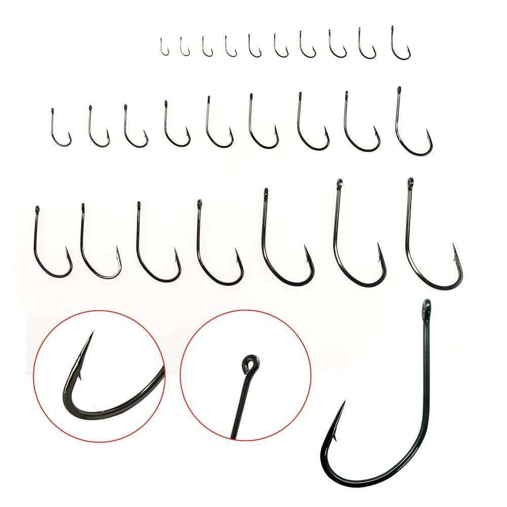 Bimoo Multiple Sizes High Carbon Steel Catfish Hook Saltwater Bait Barbed Carp Fishing Needles Jig Hooks Black Nickel 50/25PCS Z260228