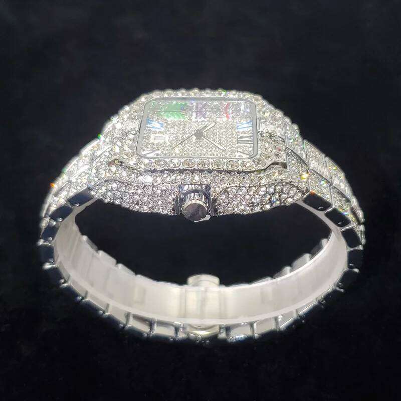 2025 New Luxury Diamond Watch Men Fashion Iced Out Square Colorful Number Watches Hip Hop Bling Jewelry Reloj Hombre for Party 26H0228