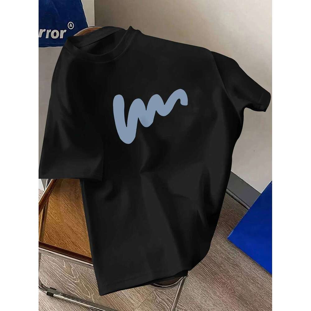 Summer Men's 100% Cotton Comfortable Casual Loose Oversized Creative Pattern Printed Sports Round Neck Short Sleeved T-shirt Top C260228 - view 3