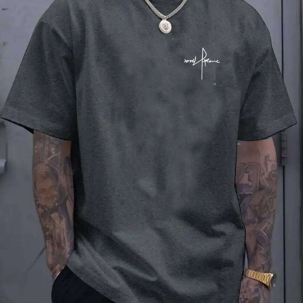 2026 Spring New Style Men's Pure Cotton Casual Sport Loose Large-Sized Letter Print Comfortable Round-neck Short-Sleeve T-shirt C260228 - view 3