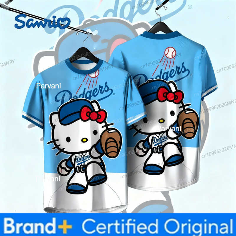 Sanrio Hello Kitty Sportswear Sports Tops Boys Girl Summer Men T-Shirt Jersey Cartoon Cute Breathable Retro Short Sleeve Loose H260228