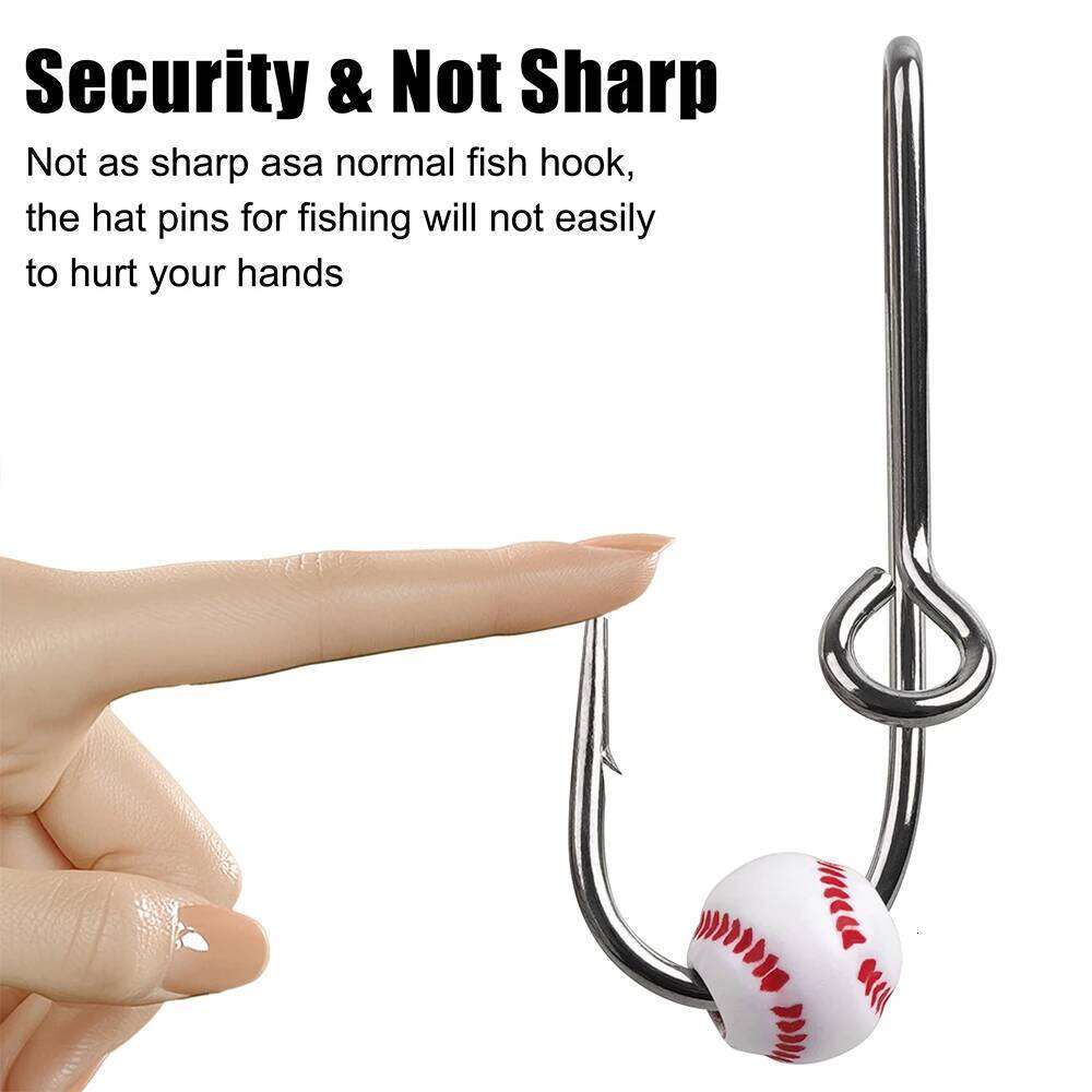 5Pcs Pins High Carbon Steel Clip Fishing Hat Pin Hook Tie Clasp Fish Hooks and Football Bead Z260228